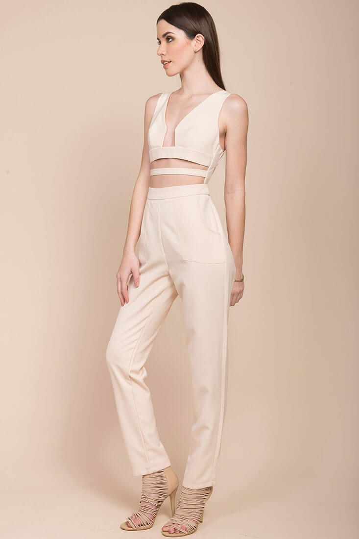 Beverly cutout Dressy Jumpsuit Blush
