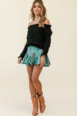Mackenzie Off-Shoulder Long Sleeve Knit Top Black