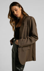 Izara Blazer - Oversized Boyfriend Fit Blazer in Dark Olive
