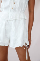 Theodora Frill Strap Elasticated Peplum Romper White