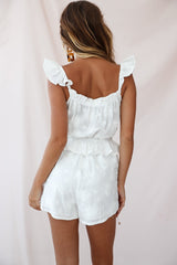 Theodora Frill Strap Elasticated Peplum Romper White