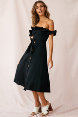 Matisse Off-Shoulder Placket Dress Black