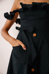 Matisse Off-Shoulder Placket Dress Black