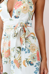 Make Me Halterneck Low Back Jumpsuit Floral Print White