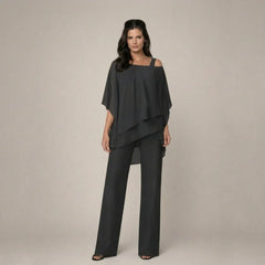 Women's Off-Shoulder Two-Piece Set | Elegant Top & Wide-Leg Trousers