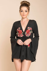 Lailani Bell Sleeve Romper Black