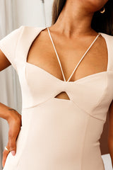 Evolution String Feature Structured Bust Bodycon Mini Dress Nude