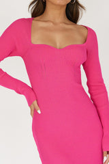 Twilight Moments Long Sleeve Knit Dress Hot Pink