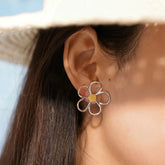 Women's Sterling Silver Floral Stud Earrings | Waterproof Enamel Petal Studs