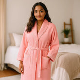 Women's Waffle Cotton Robe | Soft Absorbent Lounge Bathrobe