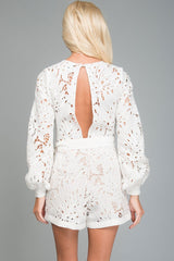 Hadley Fancy Cutout Romper White Cream