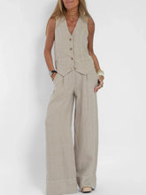 Women's Sleeveless Vest & Wide-Leg Pants Set | Tailored Two-Piece Suit