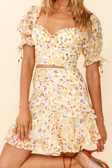 Leona Frill Trim A-Line Skirt Leopard Print Yellow