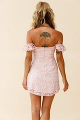 Costa Mesa Puff Sleeve Lace Overlay Dress Pink