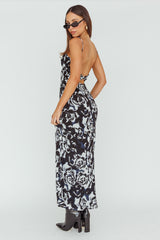 Nerida Twist Back Maxi Dress Swirl Black