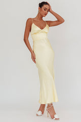Hold Me Satin Backless Maxi Dress Lemon