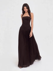 Pleated Halter Maxi Dress