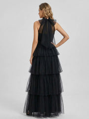 Halter Neck Tiered Tulle Gown