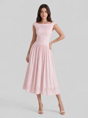 Exquisite Boat Neck Fil-Coupé Dress