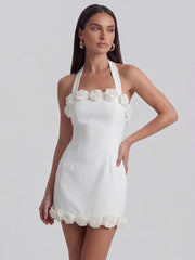 Backless Tie-Up Party Halter Neck Mini Dress