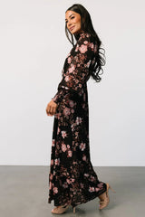 Luciana Maxi Dress | Black + Mauve
