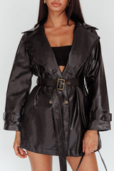 Noa Faux Leather Belted Jacket Black