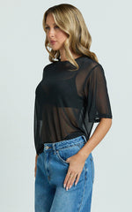 Araceli Top - Mesh T-Shirt in Black