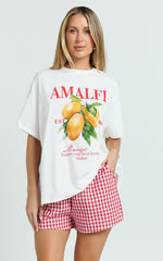 Aurella Two Piece Top and Shorts Set - Amalfi T-Shirt Set in White/Red