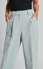 Bethanie Pants - Mid Rise Tailored Cuffed Relaxed Pants in Sage