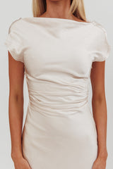Loveland Cap Sleeve Cowl Back Midi Dress Champagne