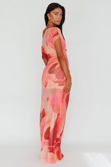 Tumi Short Sleeve Maxi Dress Printed Red