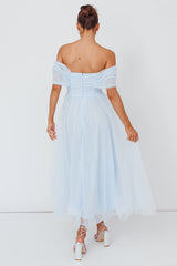 Dreamers & Lovers Off-Shoulder Maxi Dress Powder Blue