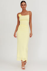Ignite Rosette Backless Maxi Dress Lemon