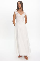Korinna Lace Bodice Maxi Dress White