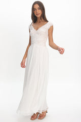 Korinna Lace Bodice Maxi Dress White