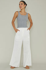 Recess Thick Strap Ribbed Top Grey