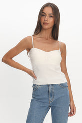 Prudence Ribbed Knit Cami Top Off White