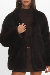 By The Fire Faux Fur Coat Chocolate