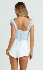 Charlotte Top - Cap Sleeve Top in Blue