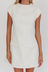 Aristos Cap Sleeve Mini Dress Tweed Cream