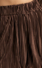 Archer Shorts - High Waisted Plisse Shorts in Chocolate