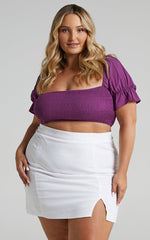International Babe Mini Linen Blend Skirt in White Linen Look
