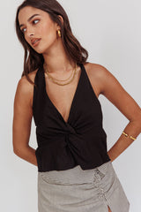 Zoriah Twist Bust Halterneck Top Black