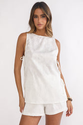Honeykiss Tie Side Top White