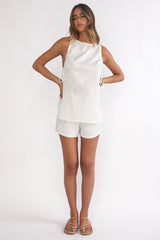 Honeykiss Tie Side Top White