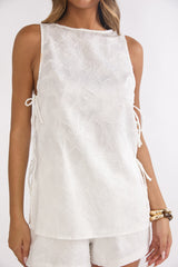 Honeykiss Tie Side Top White