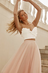 Juniper Frill Trim Cami Strap Crop Top White