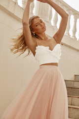 Juniper Frill Trim Cami Strap Crop Top White