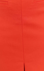 Kai Midi Skirt - Mid Waisted Front Split Fitted Skirt in Orange