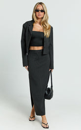 Lioness - Luna Maxi Skirt in Onyx Pinstripe